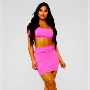 HAUTE MIAMI SKIRT SET - HOT PINK